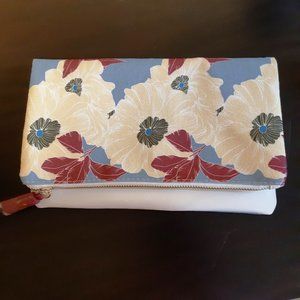 Rachel Pally Floral Bloom Zip Top Faux Fold-over Reversible Clutch Handbag
